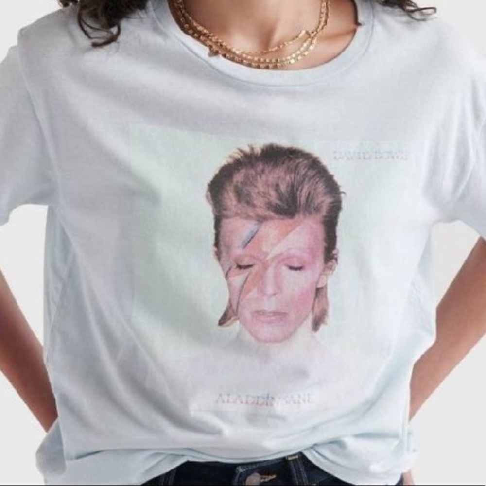 Luck Brand David Bowie Aladdin Sane Album Cover Graphic Tee NWT